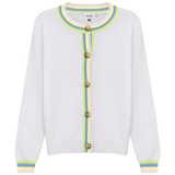 Load image into Gallery viewer, Ladies Crew Neck Knit Contrast Stripe Cardigan
