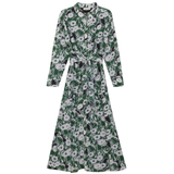 Load image into Gallery viewer, Ladies Printed Ruched Shirt Dress
