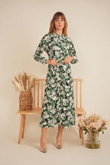 Load image into Gallery viewer, Ladies Printed Ruched Shirt Dress
