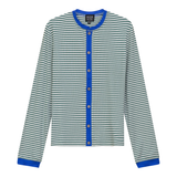 Load image into Gallery viewer, Ladies Striped Ribbed Contrast Cardigan
