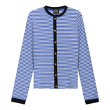 Load image into Gallery viewer, Ladies Striped Ribbed Contrast Cardigan
