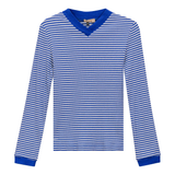 Load image into Gallery viewer, Ladie Striped V Neck Contrast Tee

