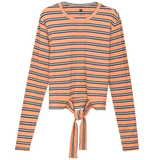 Load image into Gallery viewer, Ladies Striped Tie tee
