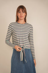 Load image into Gallery viewer, Ladies Striped Tie tee

