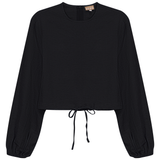 Load image into Gallery viewer, Ladies Cropped Linen Scrunch Tie Top
