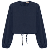 Load image into Gallery viewer, Ladies Cropped Linen Scrunch Tie Top
