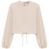 Load image into Gallery viewer, Ladies Cropped Linen Scrunch Tie Top

