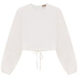 Load image into Gallery viewer, Ladies Cropped Linen Scrunch Tie Top
