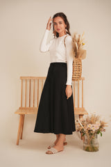 Load image into Gallery viewer, Ladies Ribbed Midi Drawstring A Line Skirt
