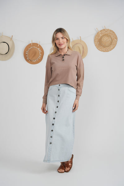 Ladies Cropped Ribbed Tee