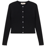 Load image into Gallery viewer, Ladies Cropped Knit Cardigan Diamond Buttons

