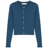 Load image into Gallery viewer, Ladies Cropped Knit Cardigan Diamond Buttons
