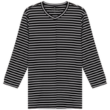 Load image into Gallery viewer, Ladies Striped Ribbed V Neck Tee With Outside Seams
