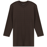 Load image into Gallery viewer, Ladies Striped Ribbed V Neck Tee With Outside Seams
