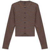 Load image into Gallery viewer, Ladies Cropped Striped Cardigan Tee
