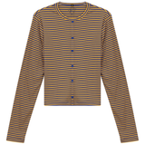 Load image into Gallery viewer, Ladies Cropped Striped Cardigan Tee

