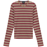 Load image into Gallery viewer, Ladies Striped Metalic V Neck Tee
