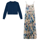 Load image into Gallery viewer, Ladies Midi Pleated Jumper With Cropped Cardigan
