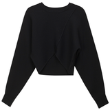 Load image into Gallery viewer, Ladies Cropped Wrap Ribbed Knit Top
