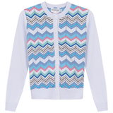 Load image into Gallery viewer, Ladies Crochet Multicolor Chevron Cardigan
