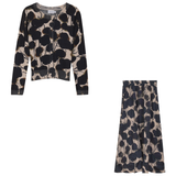Load image into Gallery viewer, Ladies Printed Skirt Sweater Set
