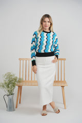 Load image into Gallery viewer, Ladies Crochet Vertical Chevron Knit Top

