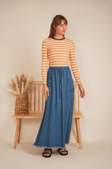 Load image into Gallery viewer, Ladies Ribbed Stripped V Neck Tee
