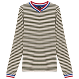 Load image into Gallery viewer, Ladies Striped Multi Color V Neck Tee
