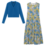 Load image into Gallery viewer, Ladies Printed Satin Jumper With Cardigan
