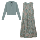 Load image into Gallery viewer, Ladies Printed Satin Jumper With Cardigan
