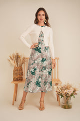 Load image into Gallery viewer, Ladies Midi Printed Chiffon Jumper With Cropped Cardigan
