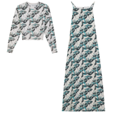 Load image into Gallery viewer, Ladies Printed Chiffon Midi Jumper With Printed Knit Sweater
