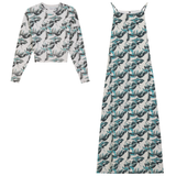 Load image into Gallery viewer, Ladies Printed Chiffon Midi Jumper With Printed Knit Sweater
