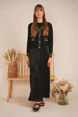 Load image into Gallery viewer, Ladies Knit Contrast Stripe Cardigan
