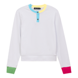 Load image into Gallery viewer, Ladies Color Blocked Henley Tee

