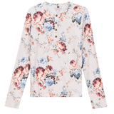 Load image into Gallery viewer, Ladies Henley Front Floral Tee
