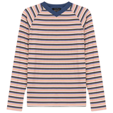Load image into Gallery viewer, Ladies Stripped V Neck Raglan Tee
