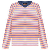 Load image into Gallery viewer, Ladies Stripped V Neck Raglan Tee
