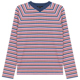 Load image into Gallery viewer, Ladies Stripped V Neck Raglan Tee

