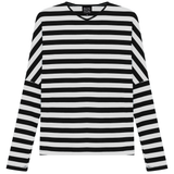 Load image into Gallery viewer, Ladies Cotton Striped V Neck Drop Shoulder Top
