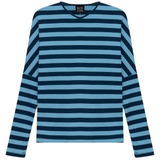 Load image into Gallery viewer, Ladies Cotton Striped V Neck Drop Shoulder Top
