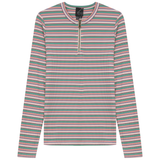 Load image into Gallery viewer, Ladies Ribbed Striped Henley Tee
