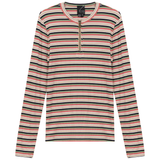 Load image into Gallery viewer, Ladies Ribbed Striped Henley Tee
