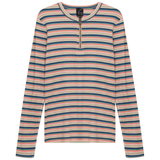 Load image into Gallery viewer, Ladies Ribbed Striped Henley Tee
