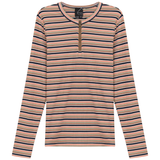 Load image into Gallery viewer, Ladies Ribbed Striped Henley Tee
