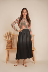 Load image into Gallery viewer, Ladies Ribbed Striped Henley Tee
