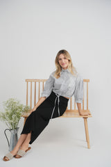 Load image into Gallery viewer, Ladies Striped Cropped Bungee Blouse
