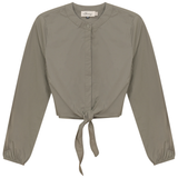Load image into Gallery viewer, Ladies Cropped Cotton Tie Blouse
