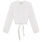 Load image into Gallery viewer, Ladies Cropped Cotton Tie Blouse
