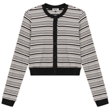 Load image into Gallery viewer, Ladies Cropped Button Down Stripped Tee
